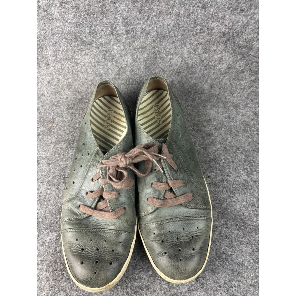 Taos Plim Soul Sneakers Womens 9.5 Green Leather Perforated Lace Up Comfort